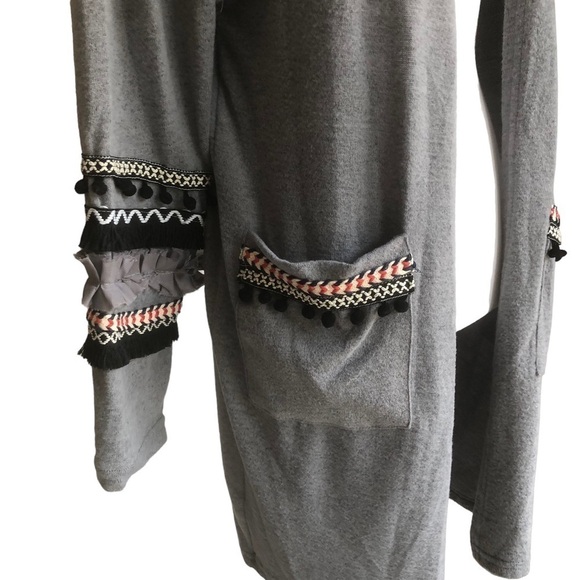 Miss Nikky Boho Gray Long Sweater Cardigan - Picture 9 of 14